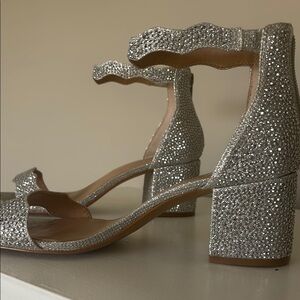 Zara Silver Heeled Sandals with Ankle Strap